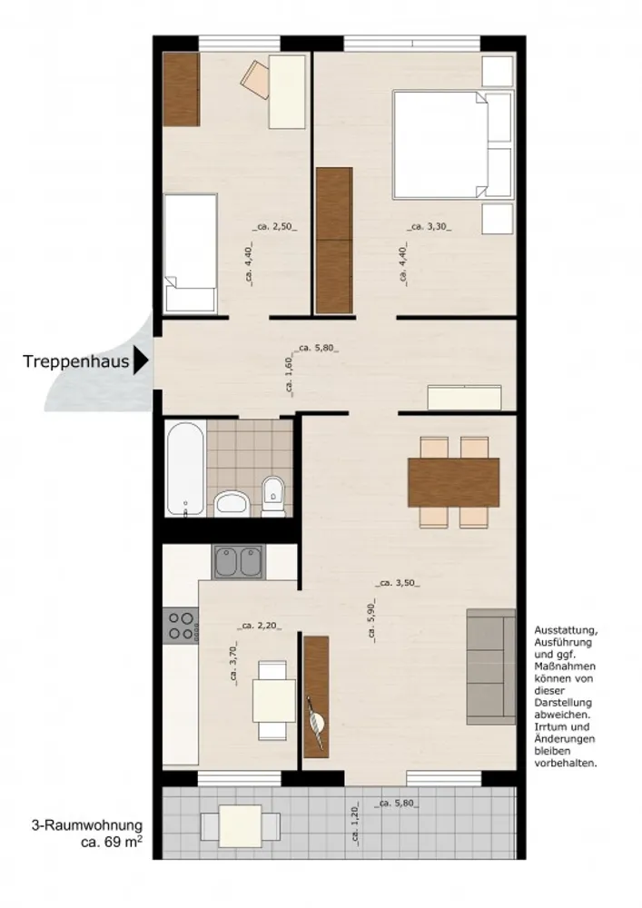 3 Zimmer Wohnung mit 69 m² in Dessau-Roßlau – Bild 1