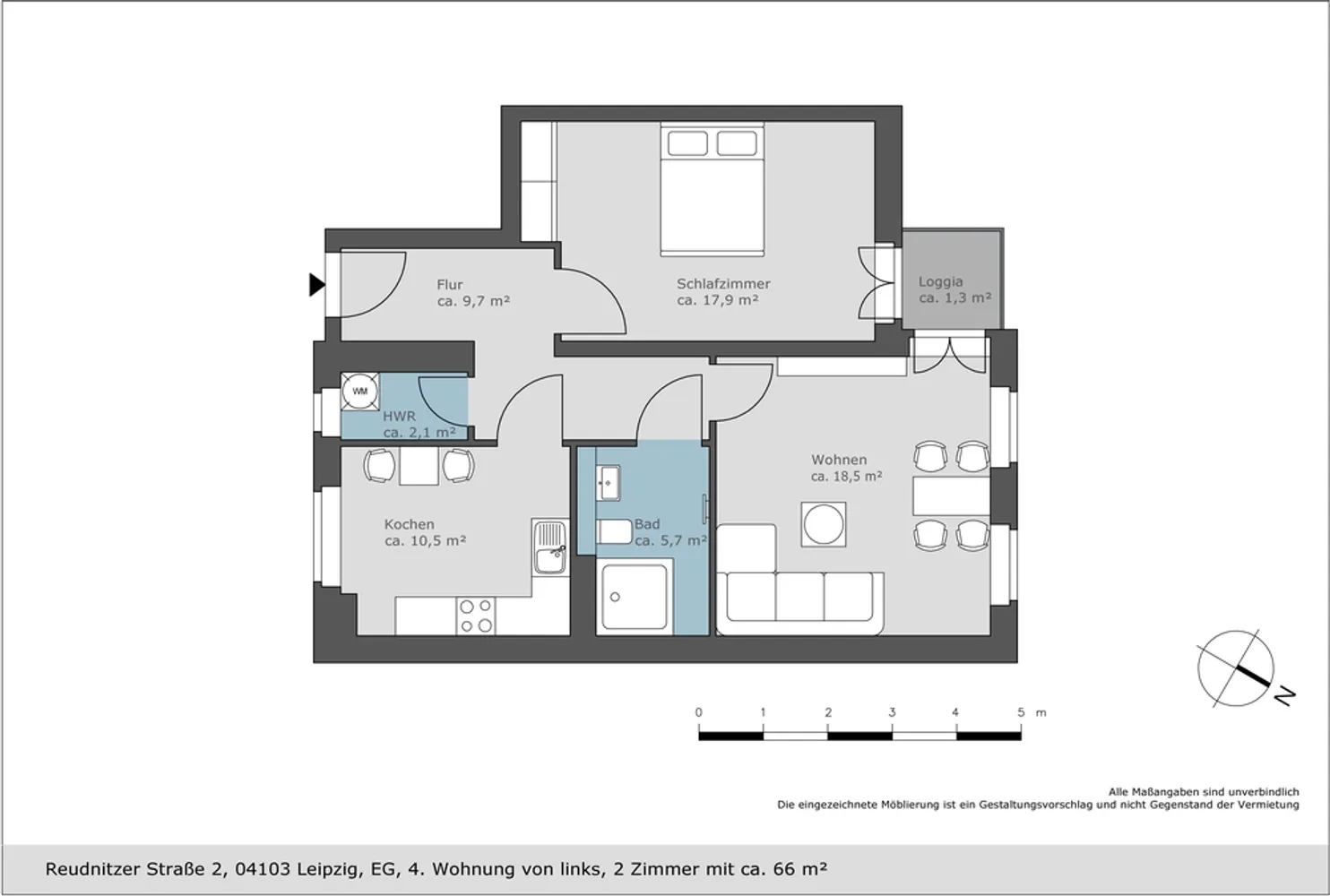 2 Zimmer Wohnung mit 66 m² in Leipzig – Bild 2