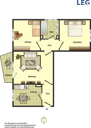 3 Zimmer Wohnung mit 58 m² in Hamm – Bild 2