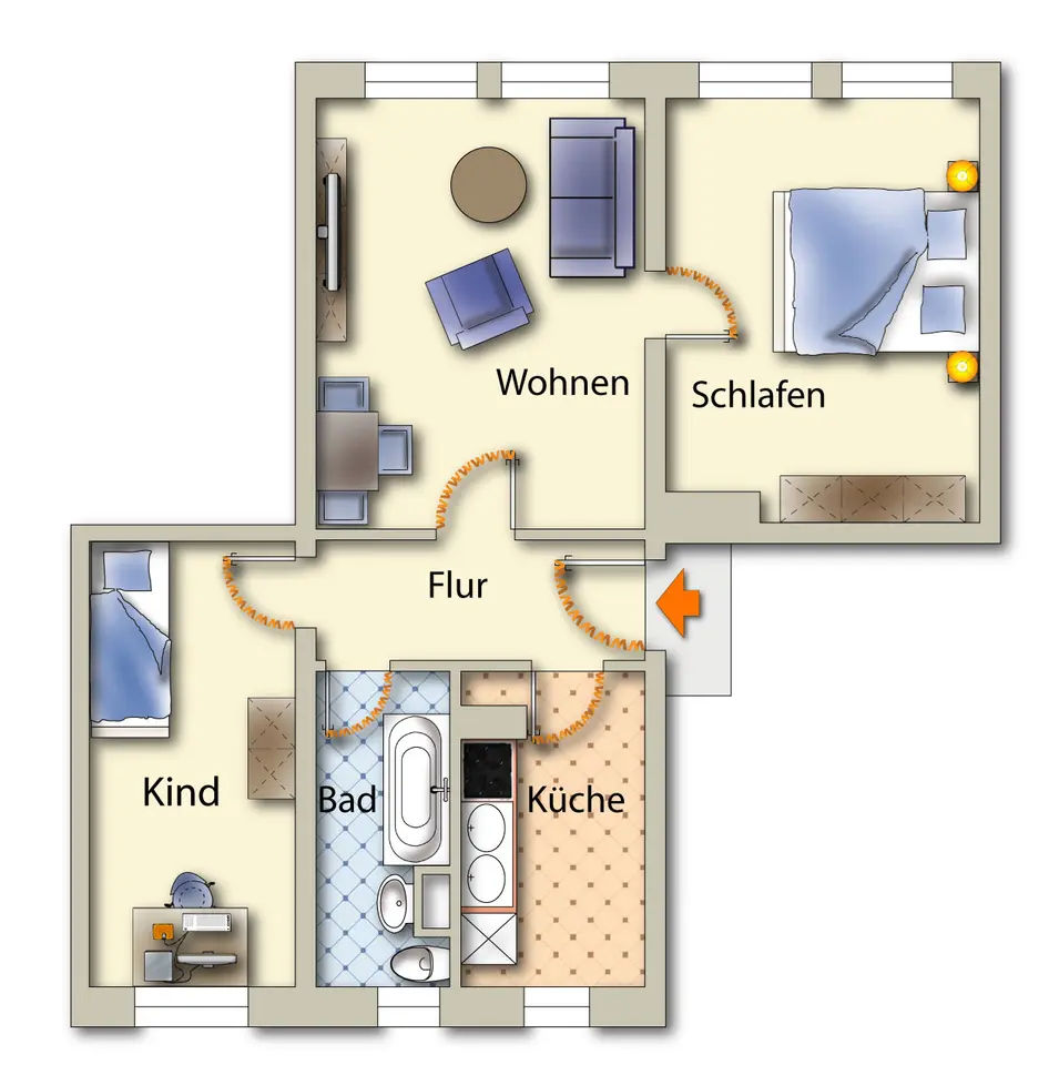 3 Zimmer Wohnung mit 57 m² in Freiberg – Bild 4