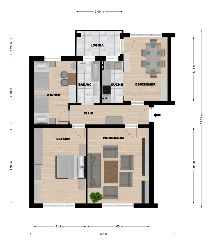 3 Zimmer Wohnung mit 76 m² in Lörrach – Bild 2