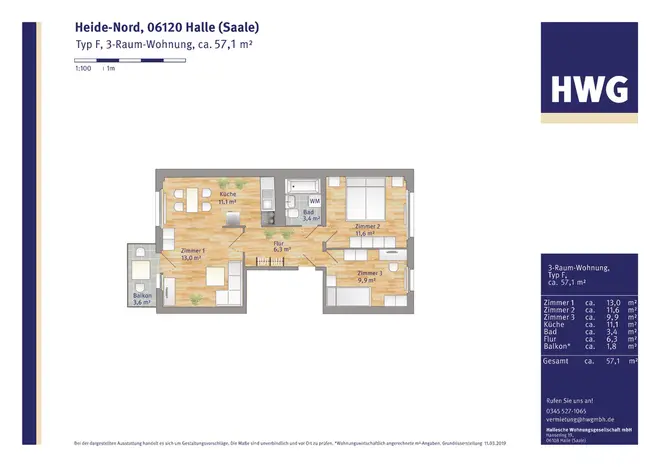 3 Zimmer Wohnung mit 57 m² in Halle (Saale) – Bild 4