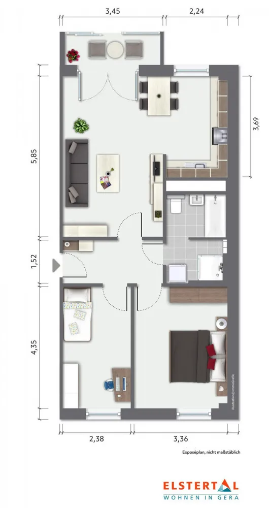 3 Zimmer Wohnung mit 70 m² in Gera – Bild 2