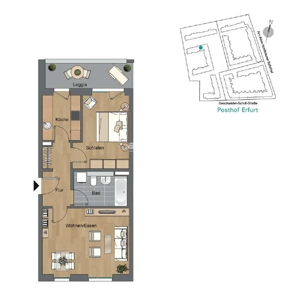 2 Zimmer Wohnung mit 59 m² in Erfurt – Bild 10