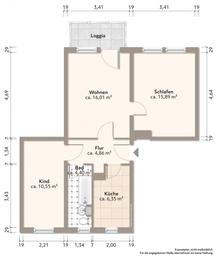 3 Zimmer Wohnung mit 57 m² in Bautzen – Bild 2