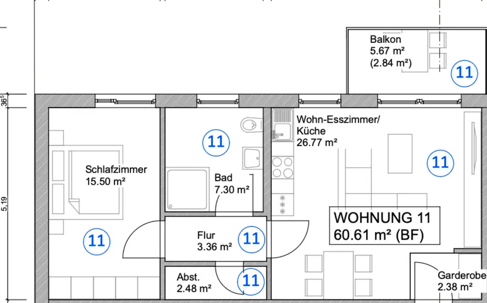 2 Zimmer Wohnung mit 61 m² in Offenbach – Bild 5