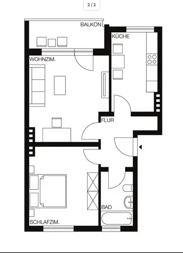 2 Zimmer Wohnung mit 58 m² in Hannover – Bild 2
