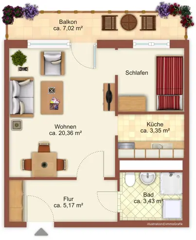 1 Zimmer Wohnung mit 36 m² in Chemnitz – Bild 2