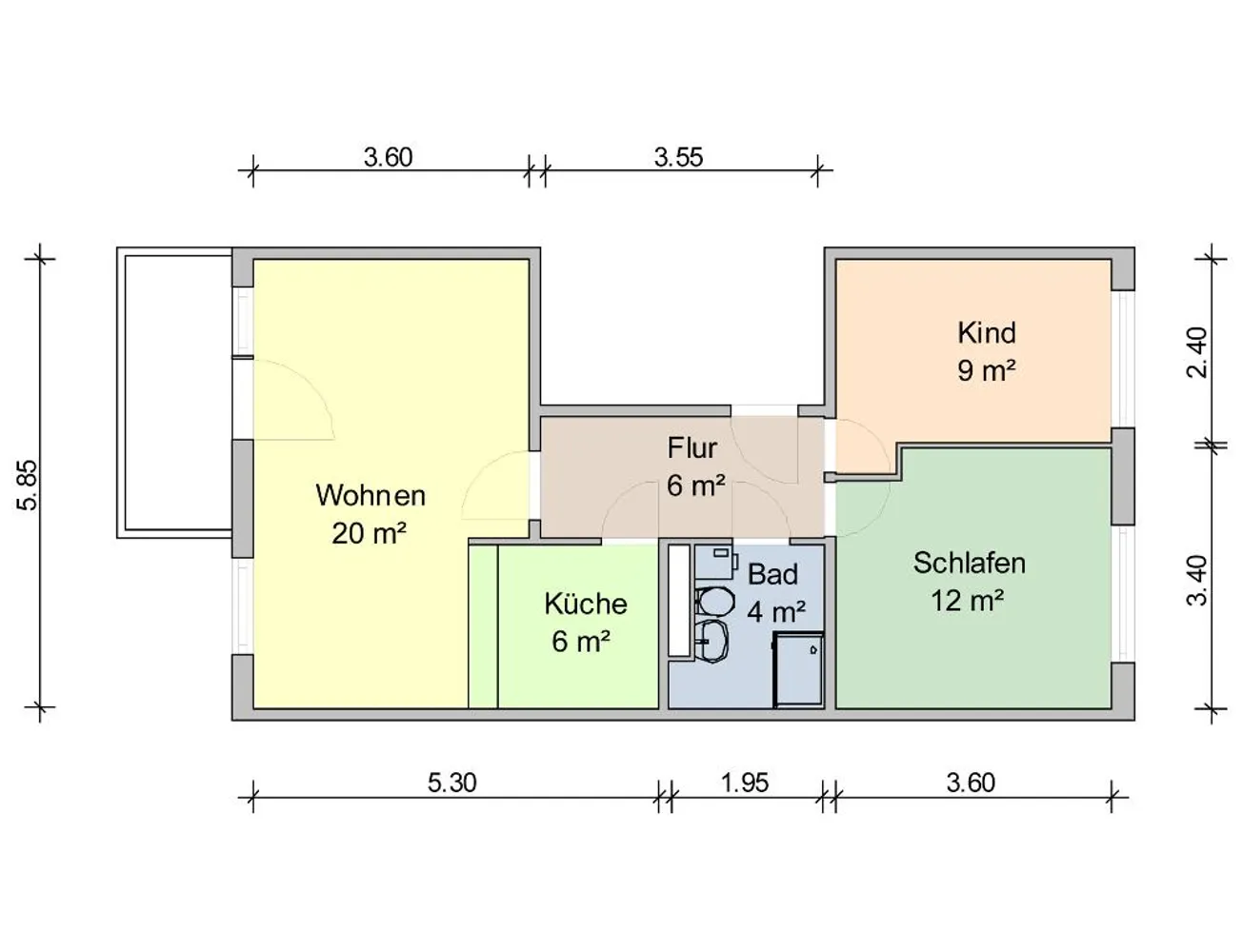 3 Zimmer Wohnung mit 59 m² in Zwickau – Bild 4