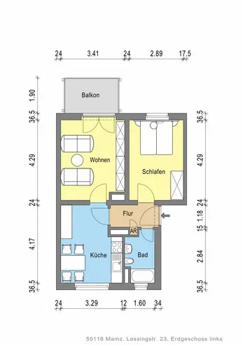 2 Zimmer Wohnung mit 49 m² in Mainz – Bild 2