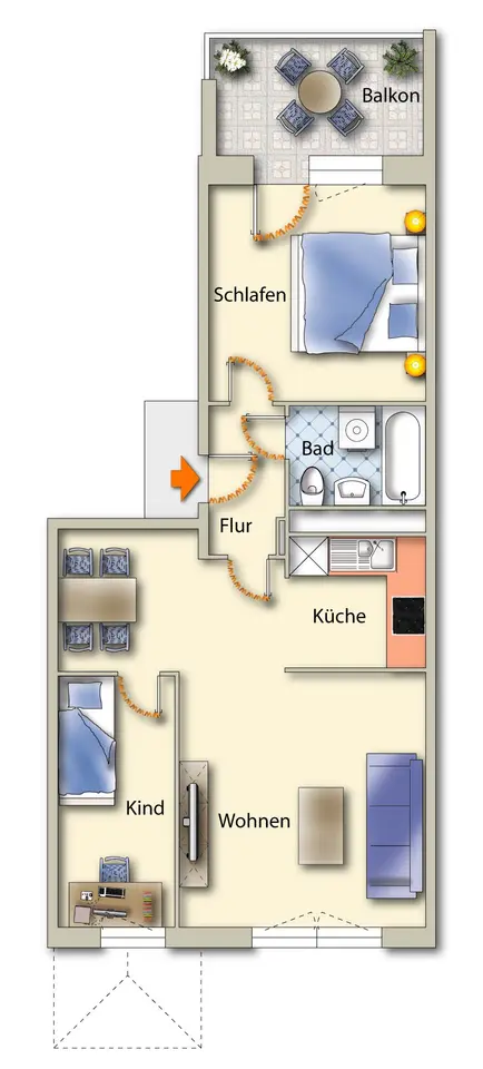 3 Zimmer Wohnung mit 57 m² in Freiberg – Bild 4