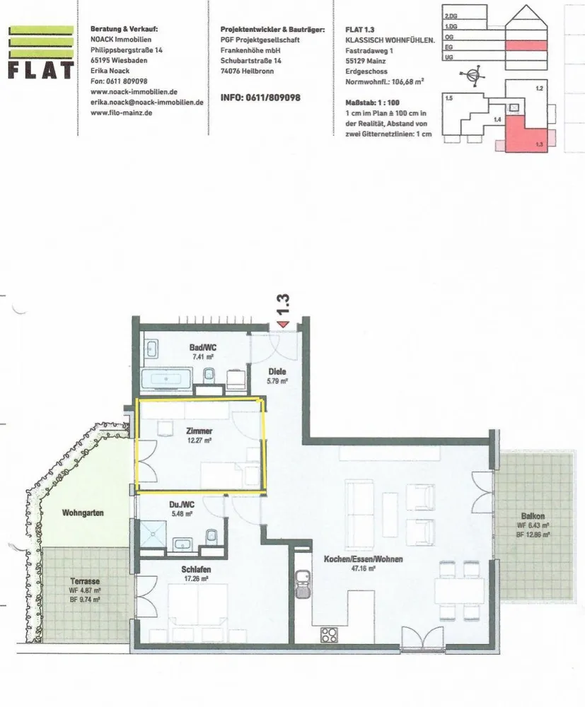 3 Zimmer Wohnung mit 107 m² in Mainz – Bild 1