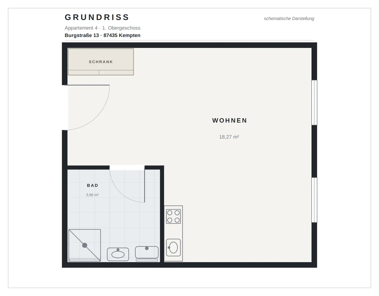 1 Zimmer Wohnung mit 22 m² in Kempten (Allgäu) – Bild 6
