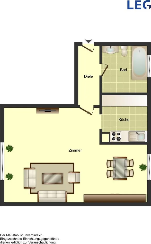 3 Zimmer Wohnung mit 42 m² in Hamm – Bild 2