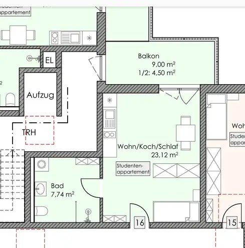 1 Zimmer Wohnung mit 35 m² in Augsburg – Bild 9
