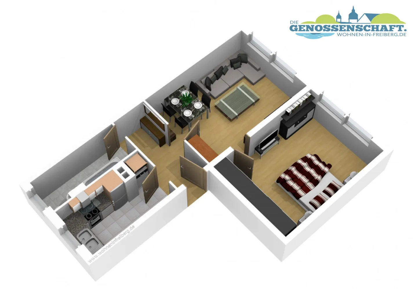 2 Zimmer Wohnung mit 45 m² in Freiberg – Bild 2