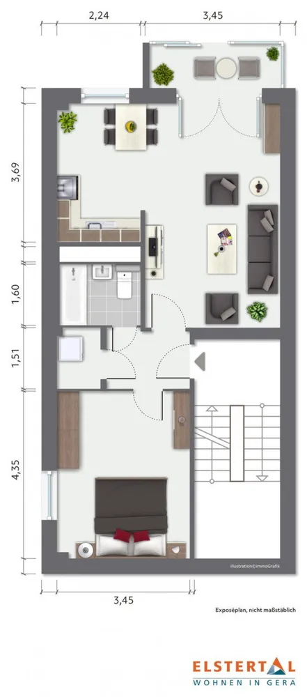 2 Zimmer Wohnung mit 55 m² in Gera – Bild 2