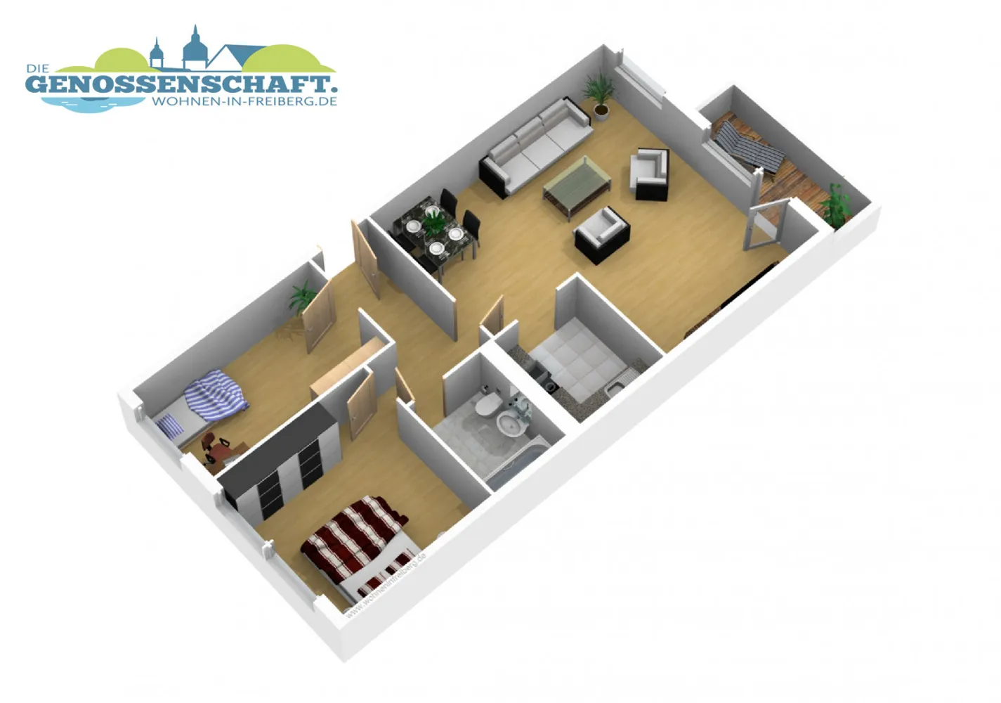 3 Zimmer Wohnung mit 68 m² in Freiberg – Bild 2