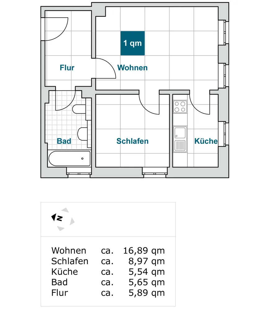 2 Zimmer Wohnung mit 41 m² in Dresden – Bild 2