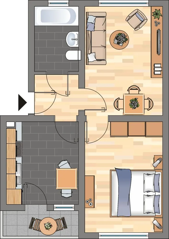 2 Zimmer Wohnung mit 46 m² in Duisburg – Bild 2
