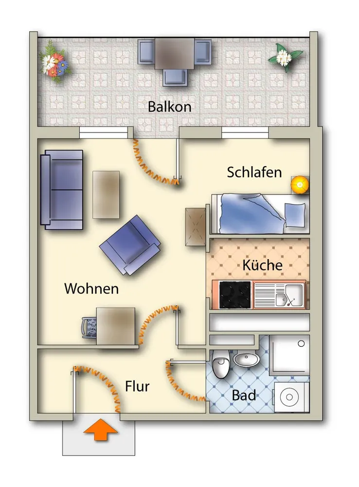 1 Zimmer Wohnung mit 36 m² in Freiberg – Bild 2