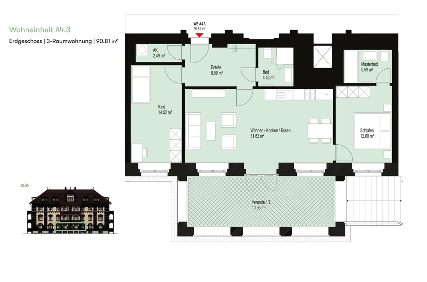 3 Zimmer Wohnung mit 91 m² in Leipzig – Bild 2