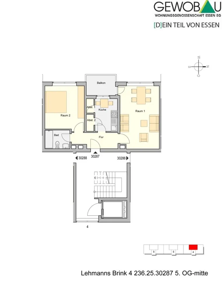 2 Zimmer Wohnung mit 58 m² in Essen – Bild 1