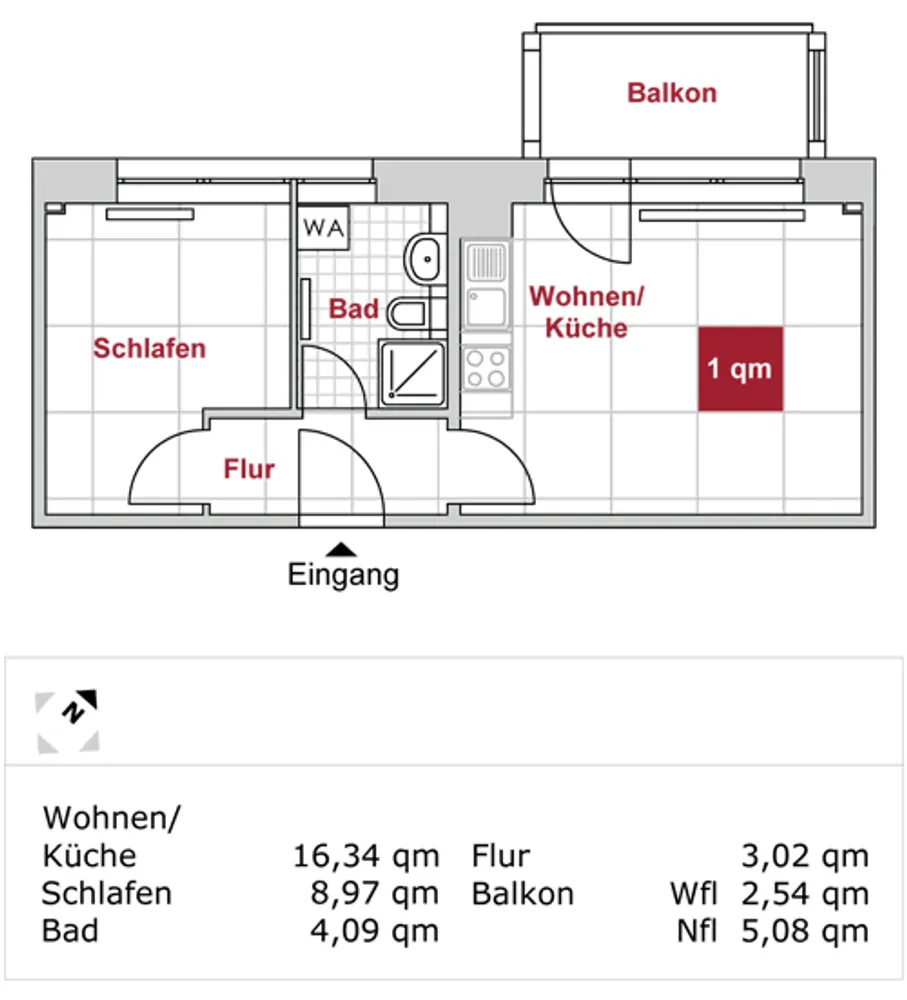 2 Zimmer Wohnung mit 35 m² in Dresden – Bild 2