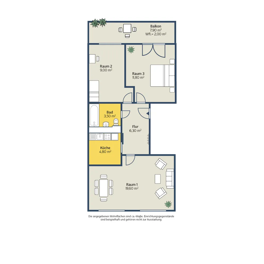 3 Zimmer Wohnung mit 57 m² in Leipzig – Bild 2
