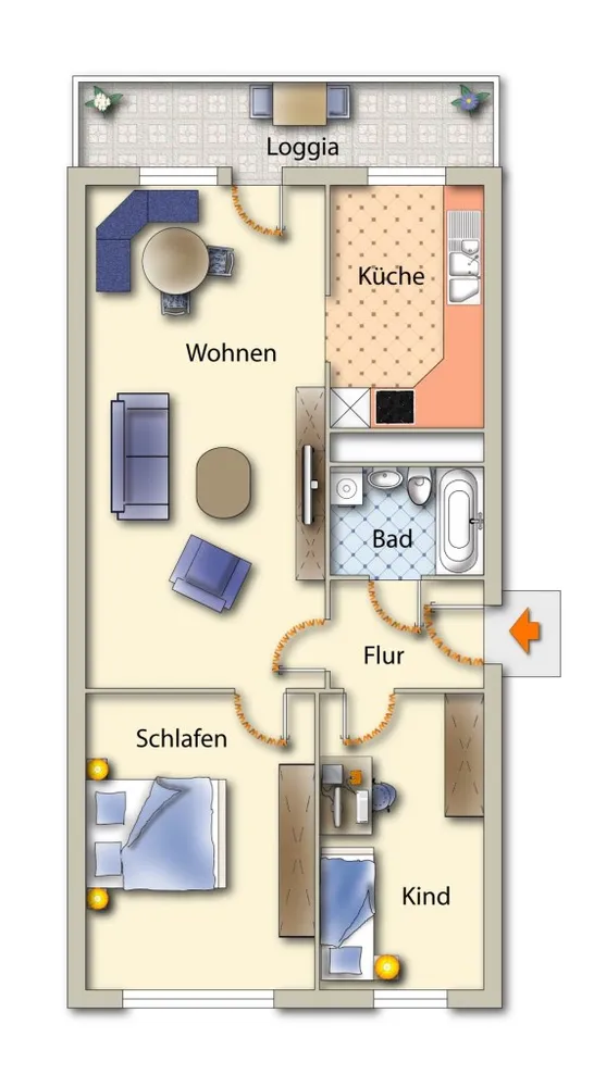 3 Zimmer Wohnung mit 70 m² in Freiberg – Bild 2