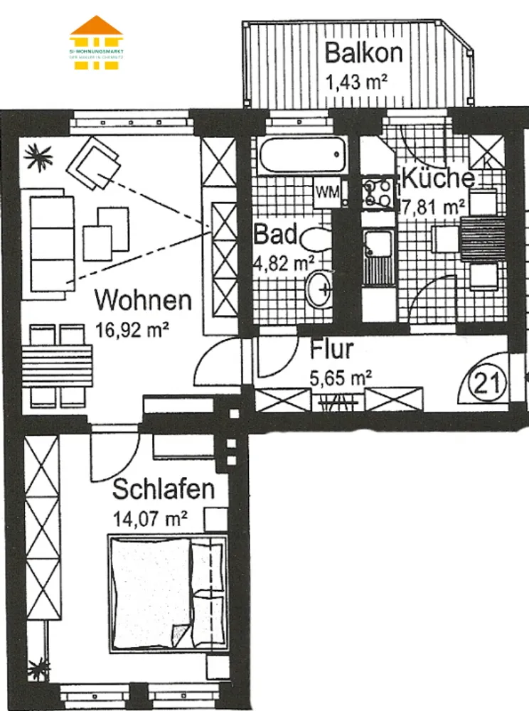 2 Zimmer Wohnung mit 51 m² in Chemnitz – Bild 4