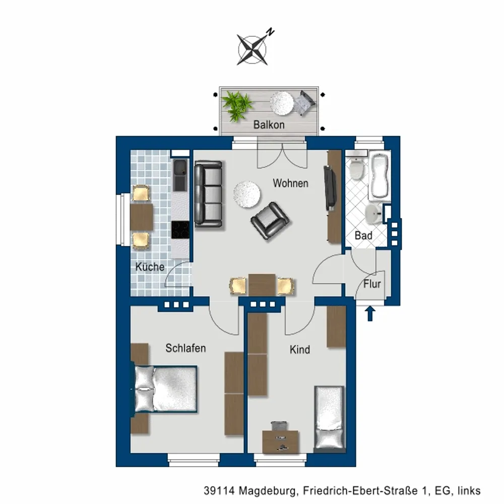 3 Zimmer Wohnung mit 65 m² in Magdeburg – Bild 2