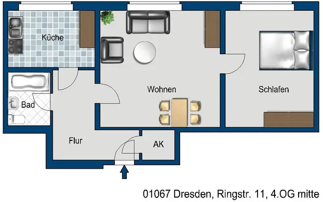 2 Zimmer Wohnung mit 61 m² in Dresden – Bild 2