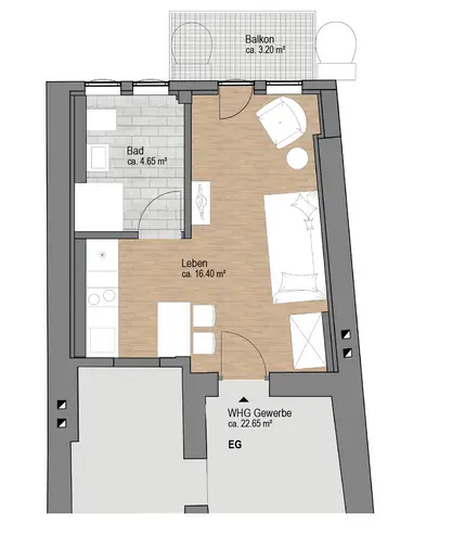 1 Zimmer Wohnung mit 23 m² in Marburg – Bild 7