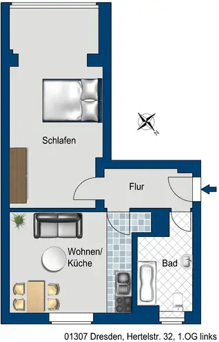 2 Zimmer Wohnung mit 47 m² in Dresden – Bild 3