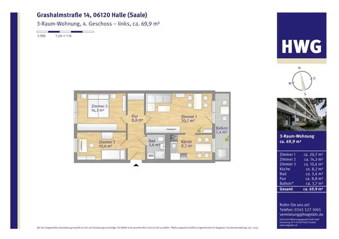 3 Zimmer Wohnung mit 70 m² in Halle (Saale) – Bild 5