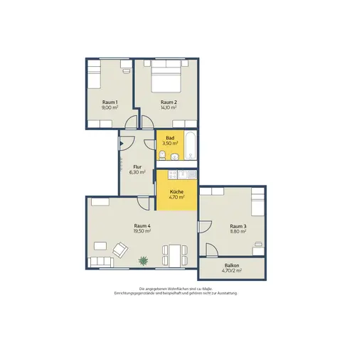 4 Zimmer Wohnung mit 70 m² in Leipzig – Bild 2