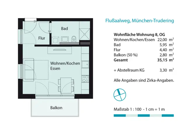 1 Zimmer Wohnung mit 35 m² in München – Bild 10