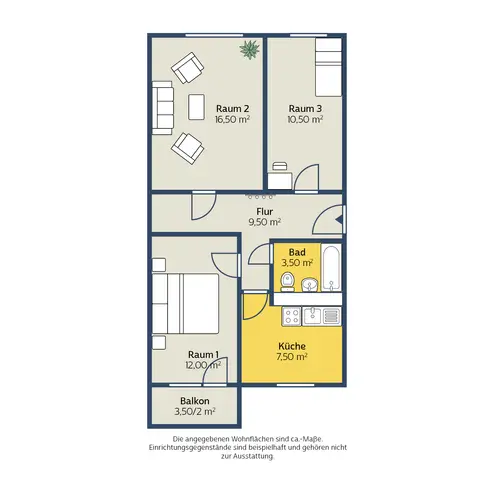 3 Zimmer Wohnung mit 62 m² in Leipzig – Bild 2