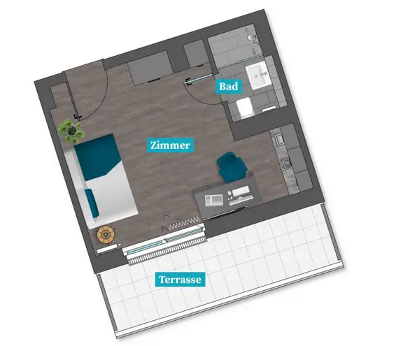 1 Zimmer Wohnung mit 27 m² in Darmstadt – Bild 2