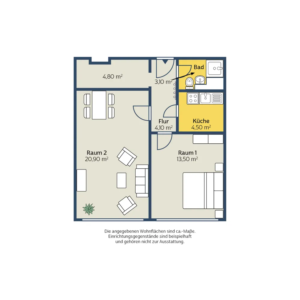 2 Zimmer Wohnung mit 50 m² in Leipzig – Bild 2