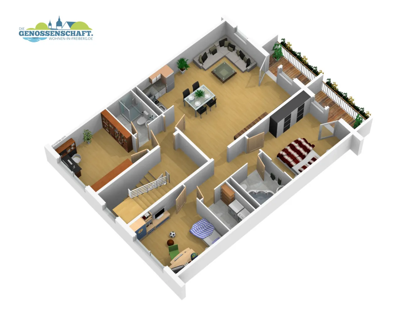4 Zimmer Wohnung mit 95 m² in Freiberg – Bild 2