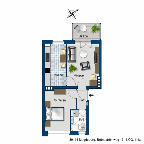 2 Zimmer Wohnung mit 46 m² in Magdeburg – Bild 2