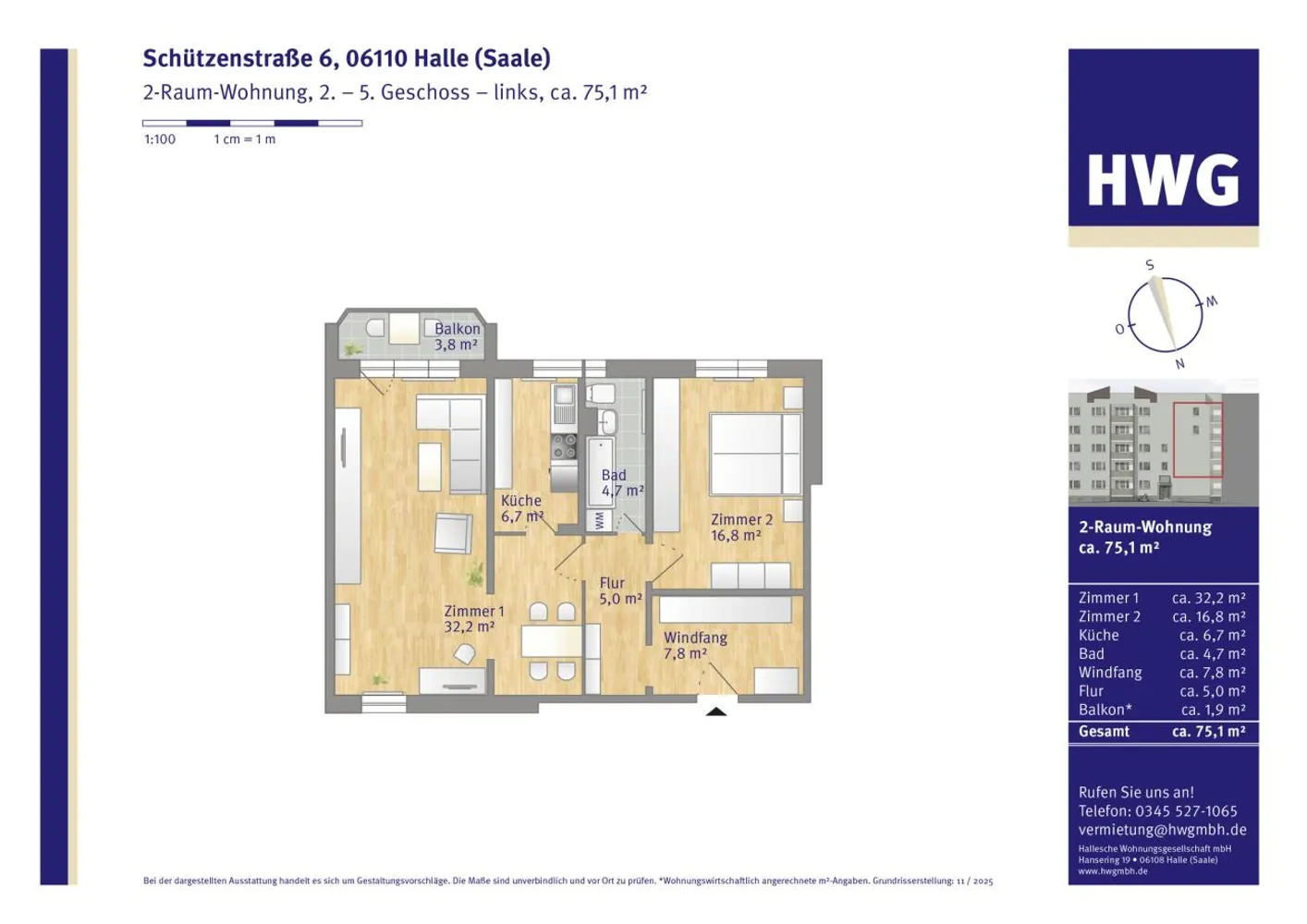 2 Zimmer Wohnung mit 75 m² in Halle (Saale) – Bild 1