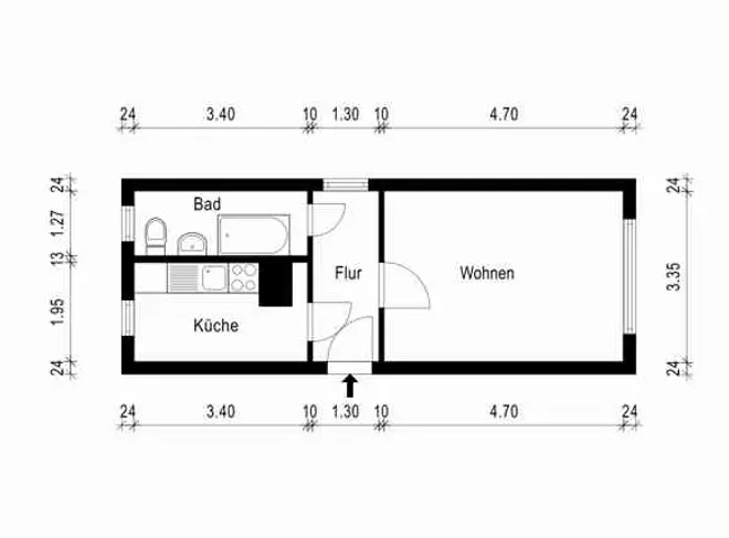 1 Zimmer Wohnung mit 33 m² in Erfurt – Bild 2