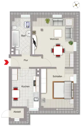 2 Zimmer Wohnung mit 55 m² in Augsburg – Bild 2