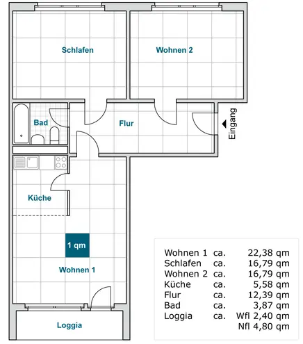 3 Zimmer Wohnung mit 80 m² in Dresden – Bild 2