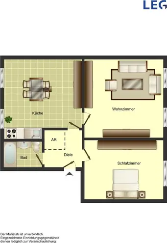 3 Zimmer Wohnung mit 50 m² in Hamm – Bild 2