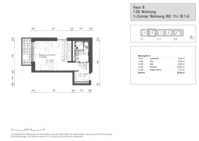 1 Zimmer Wohnung mit 39 m² in Darmstadt – Bild 11