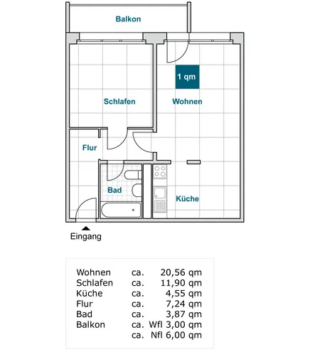 2 Zimmer Wohnung mit 51 m² in Dresden – Bild 1